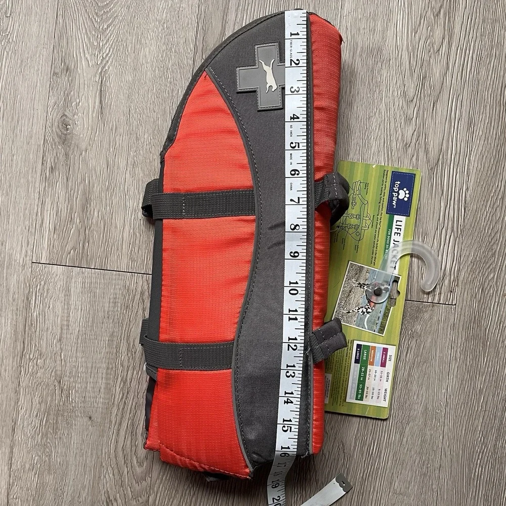 Top Paw Dog Life Jacket Orange Flotation Device Water Safety Size Large 55-85lbs